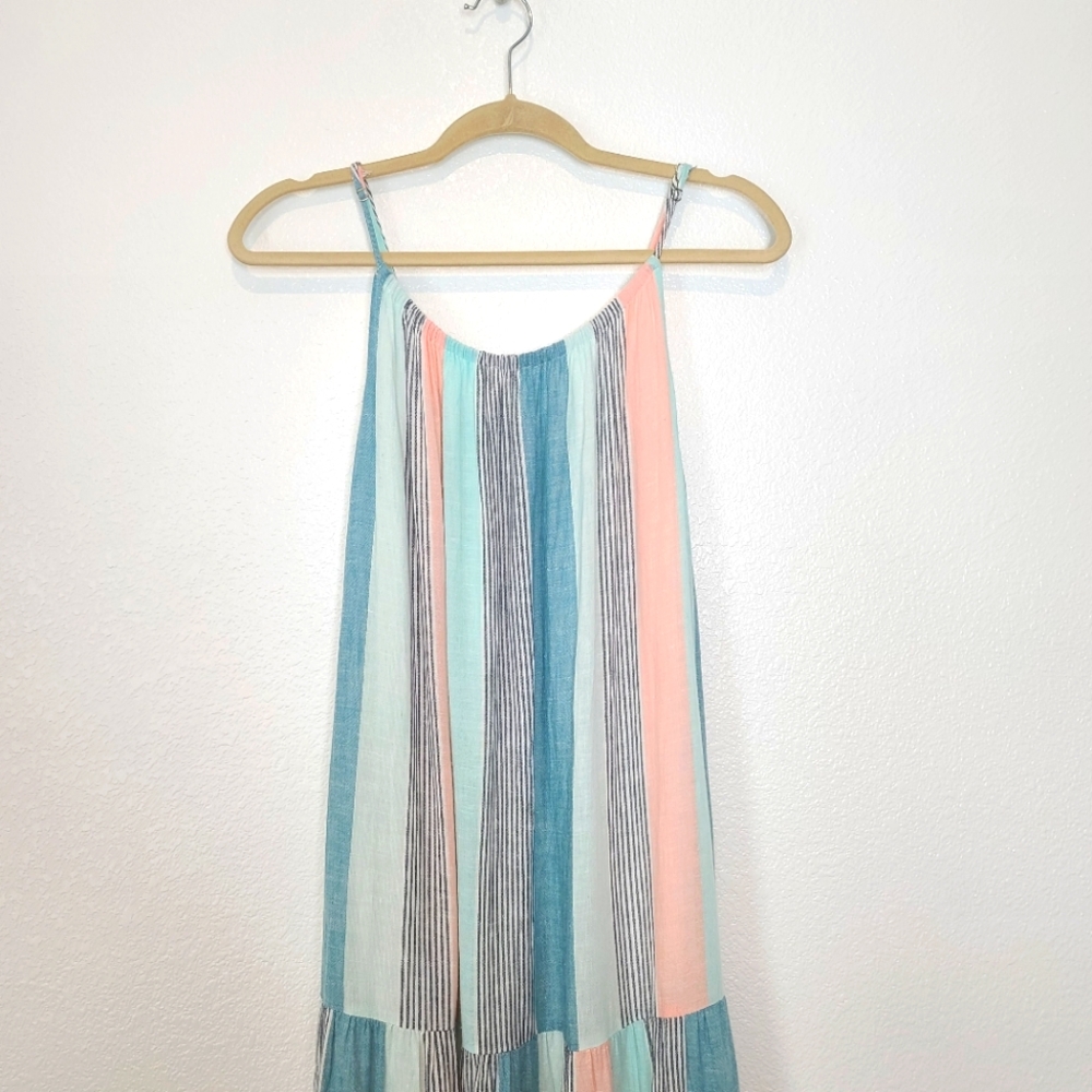 RAILS Adora Highland Stripe Tiered Coastal Beachy Pastel Midi Dress - Picture 4 of 11